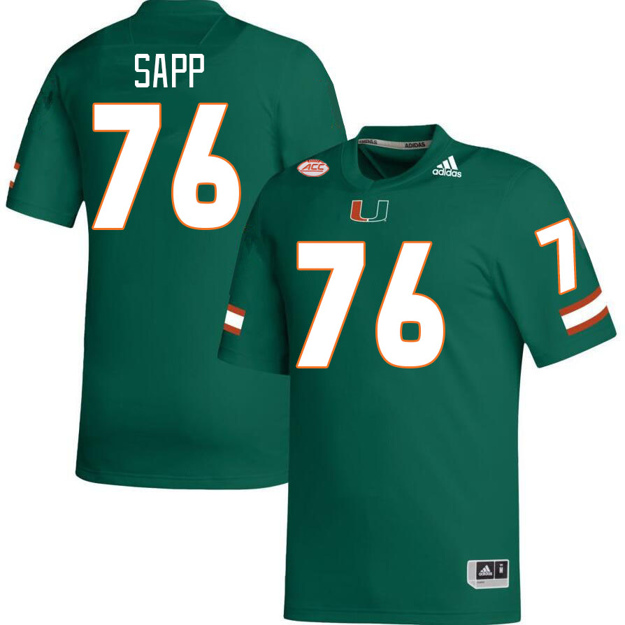 #76 Warren Sapp Miami Hurricanes Jerseys Football Stitched-Green